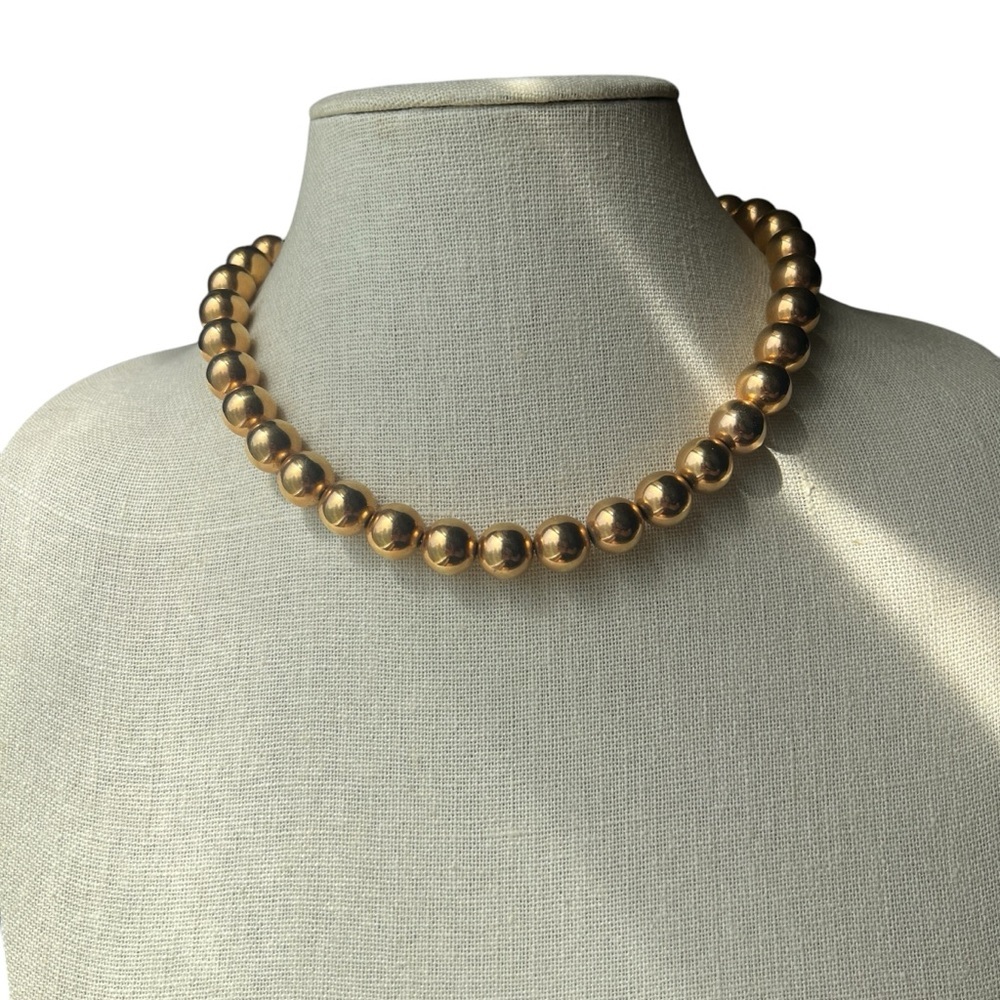 Vintage Sarah Coventry Shiny Gold Beaded Necklace